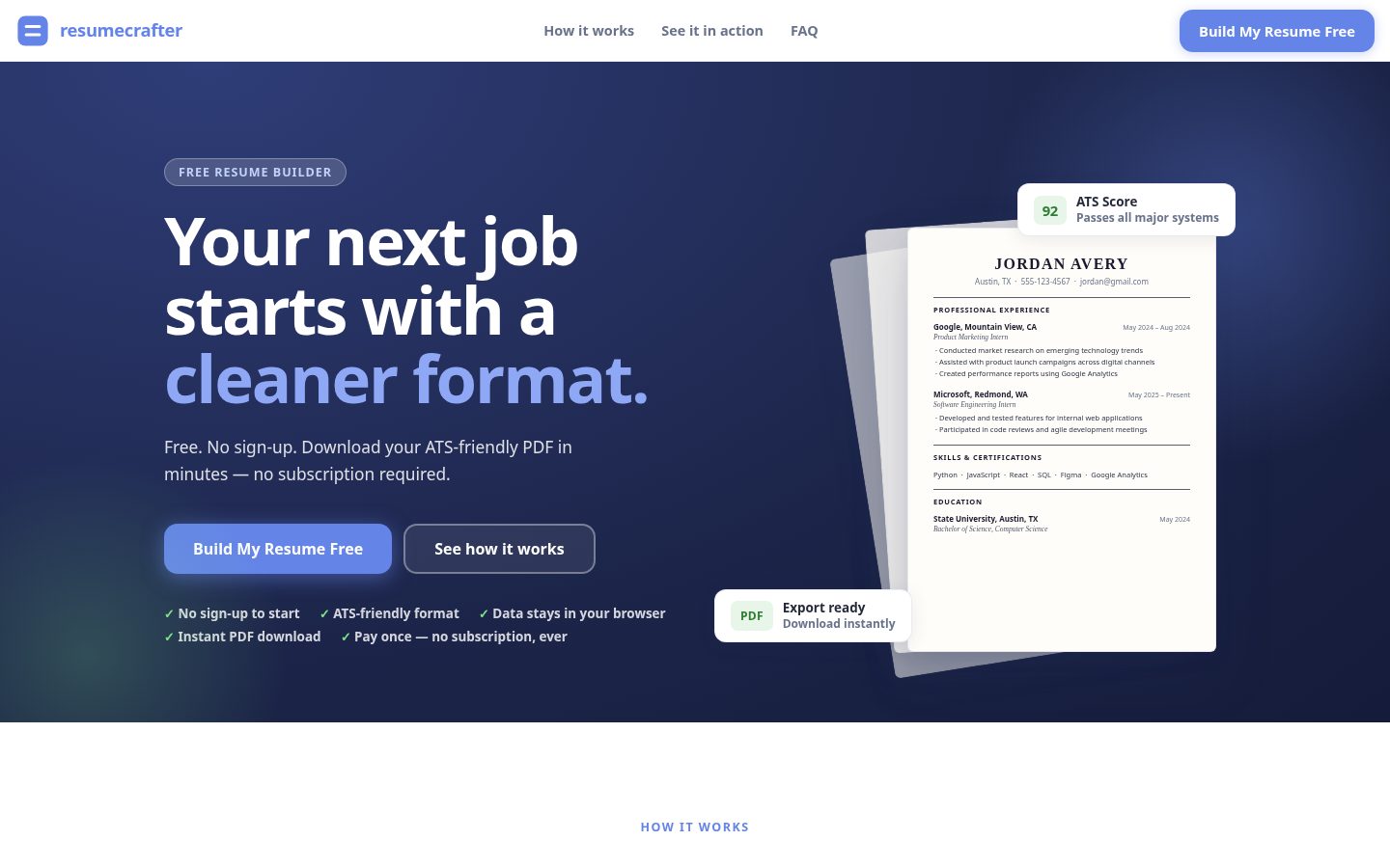 ResumeCrafter Homepage