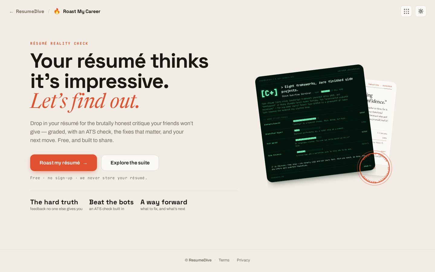 ResumeDive Homepage