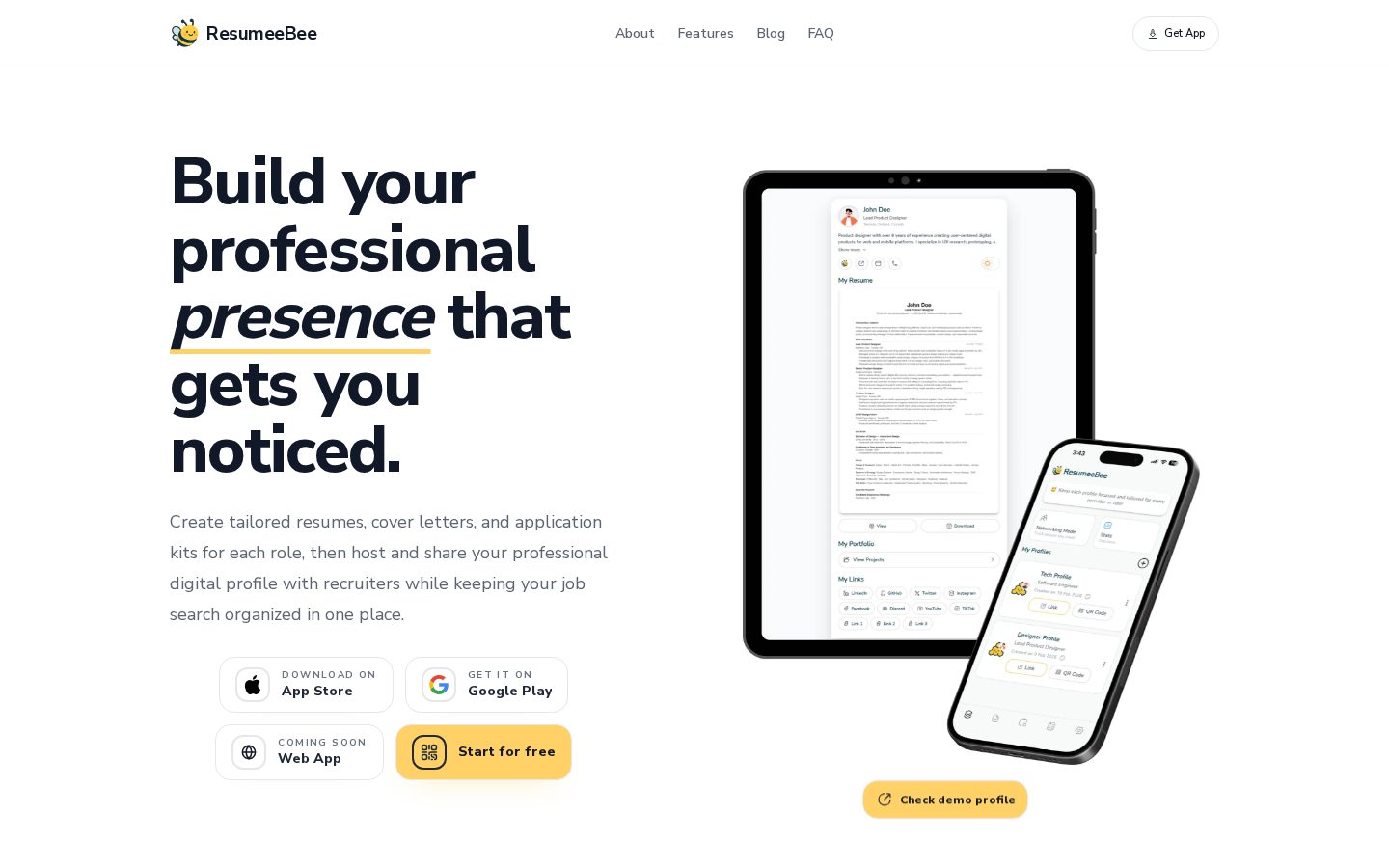 ResumeeBee Homepage