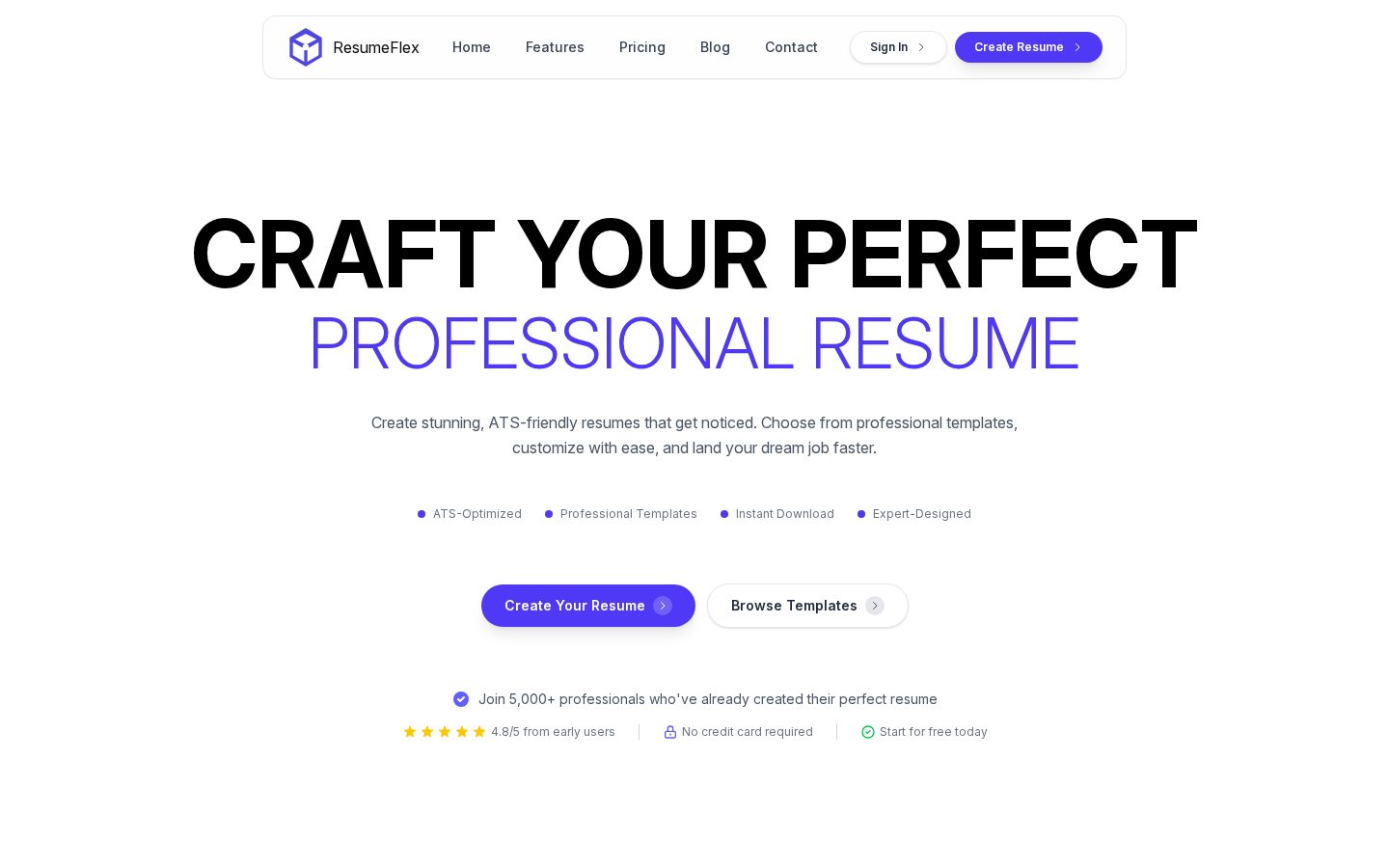 ResumeFlex Homepage