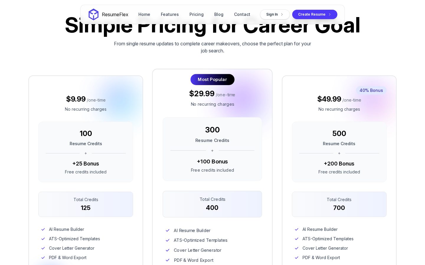 ResumeFlex Pricing