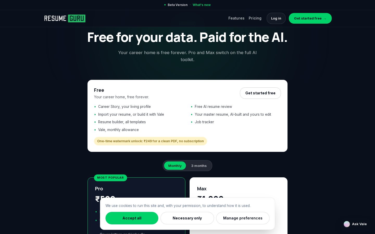 ResumeGuru Pricing