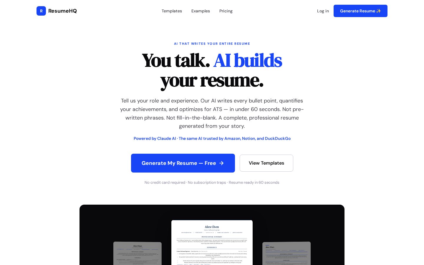ResumeHQ Homepage