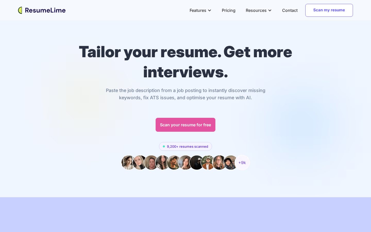 ResumeLime Homepage