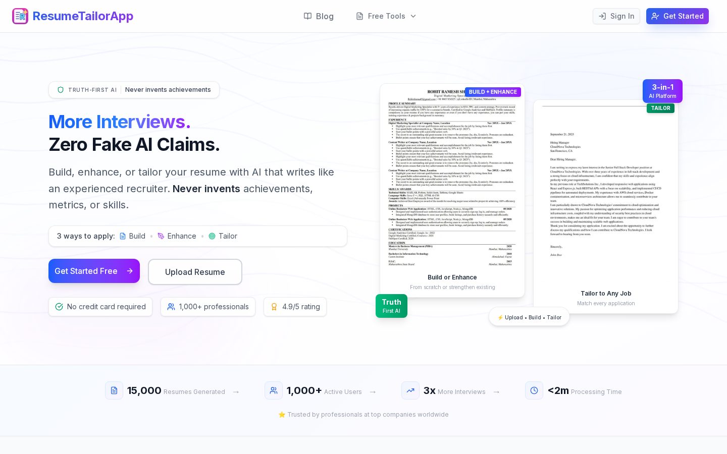 Resumetailorapp Homepage