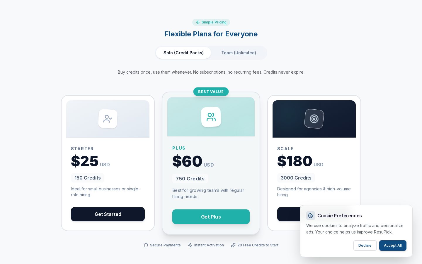 ResuPick Pricing