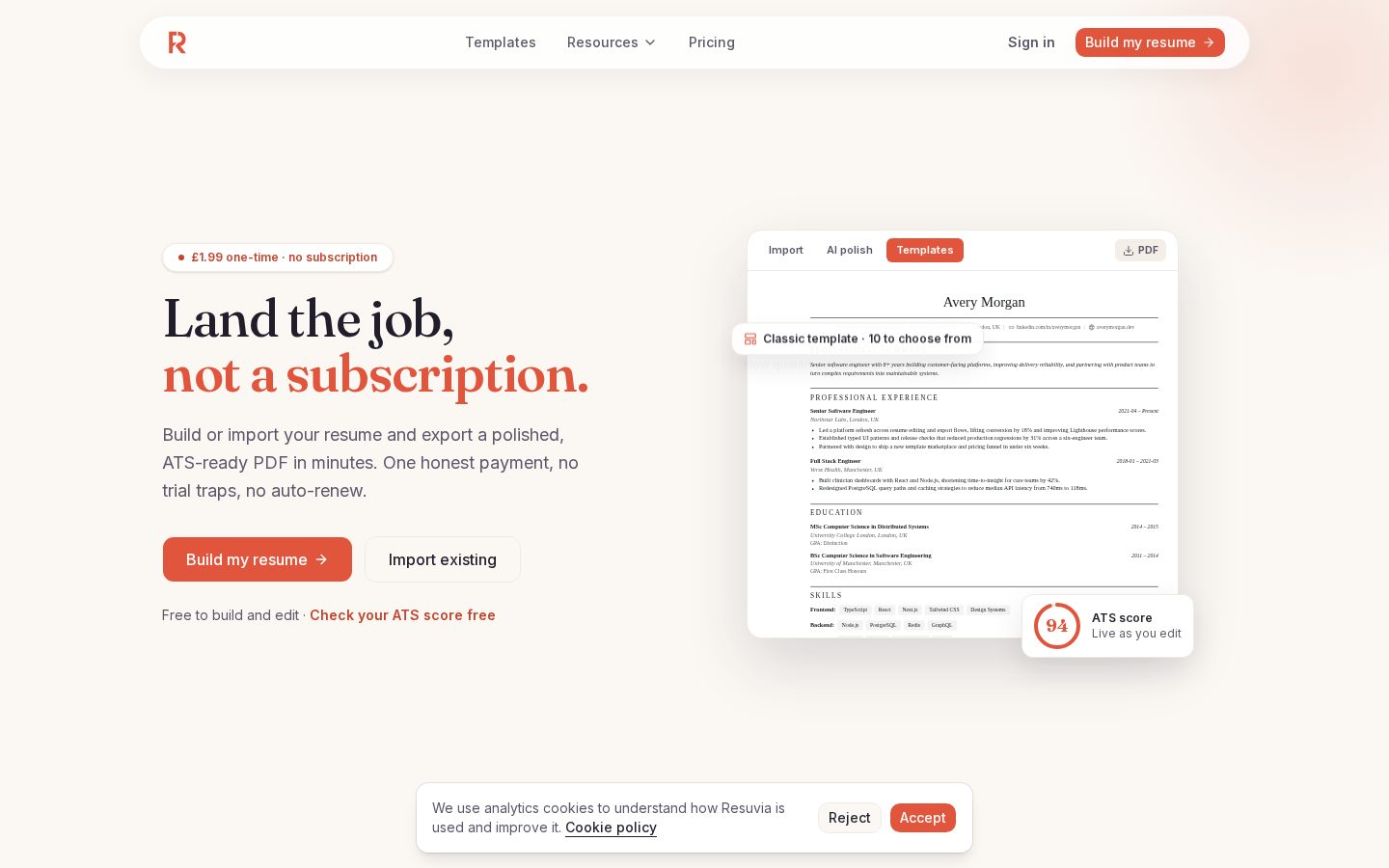 Resuvia Homepage