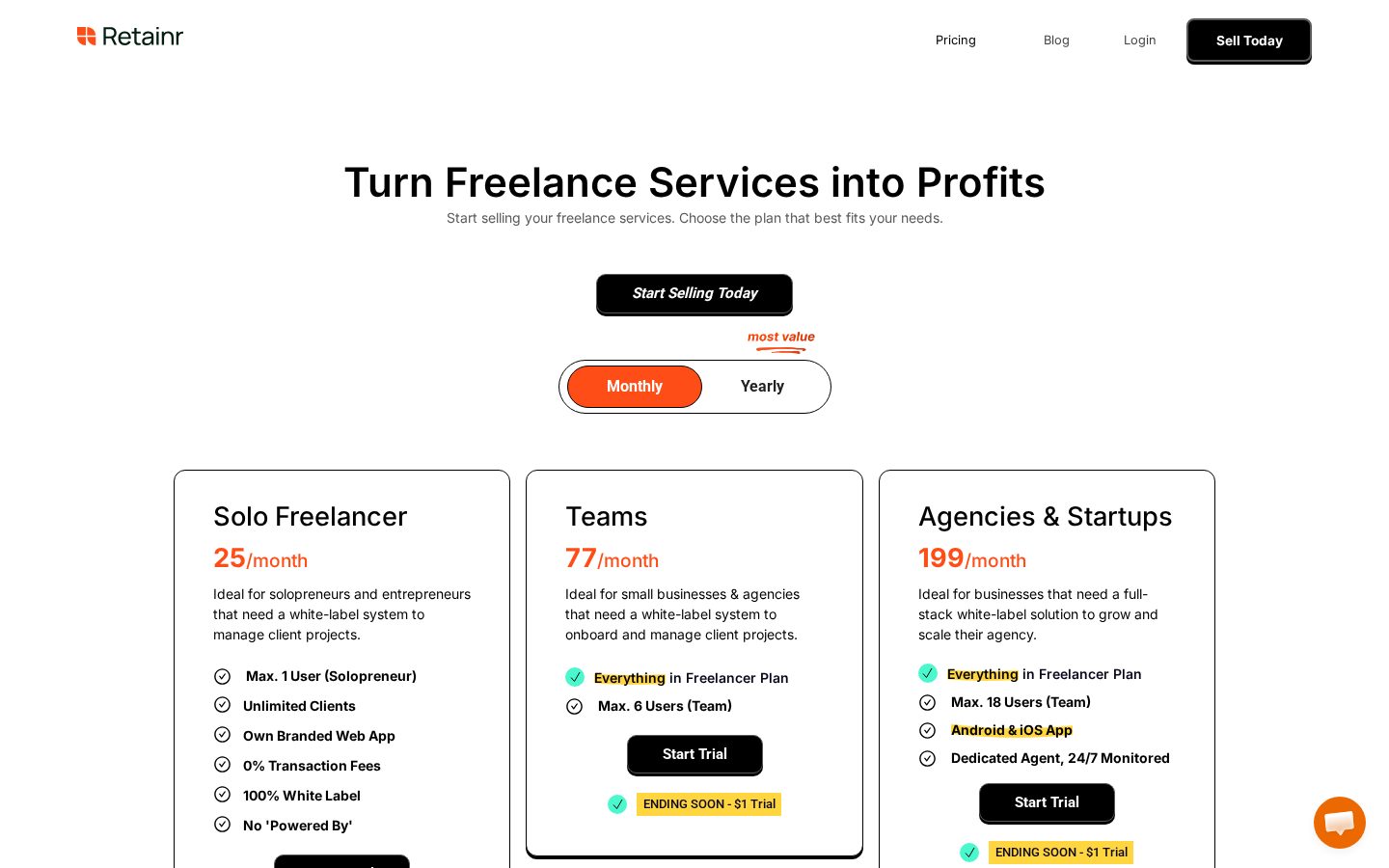 Retainr Pricing