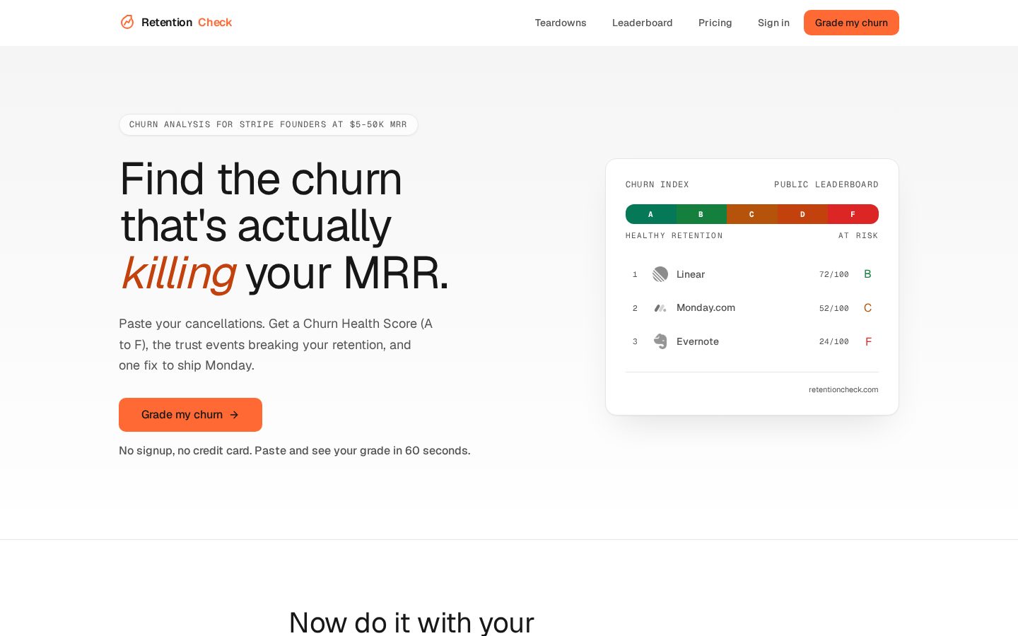 RetentionCheck Homepage