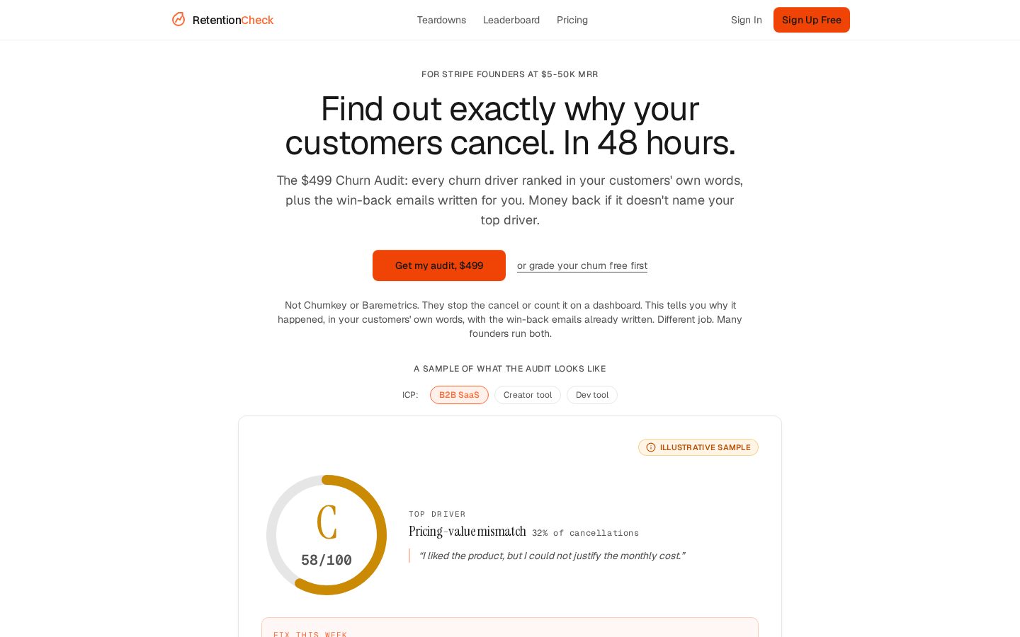 RetentionCheck Pricing