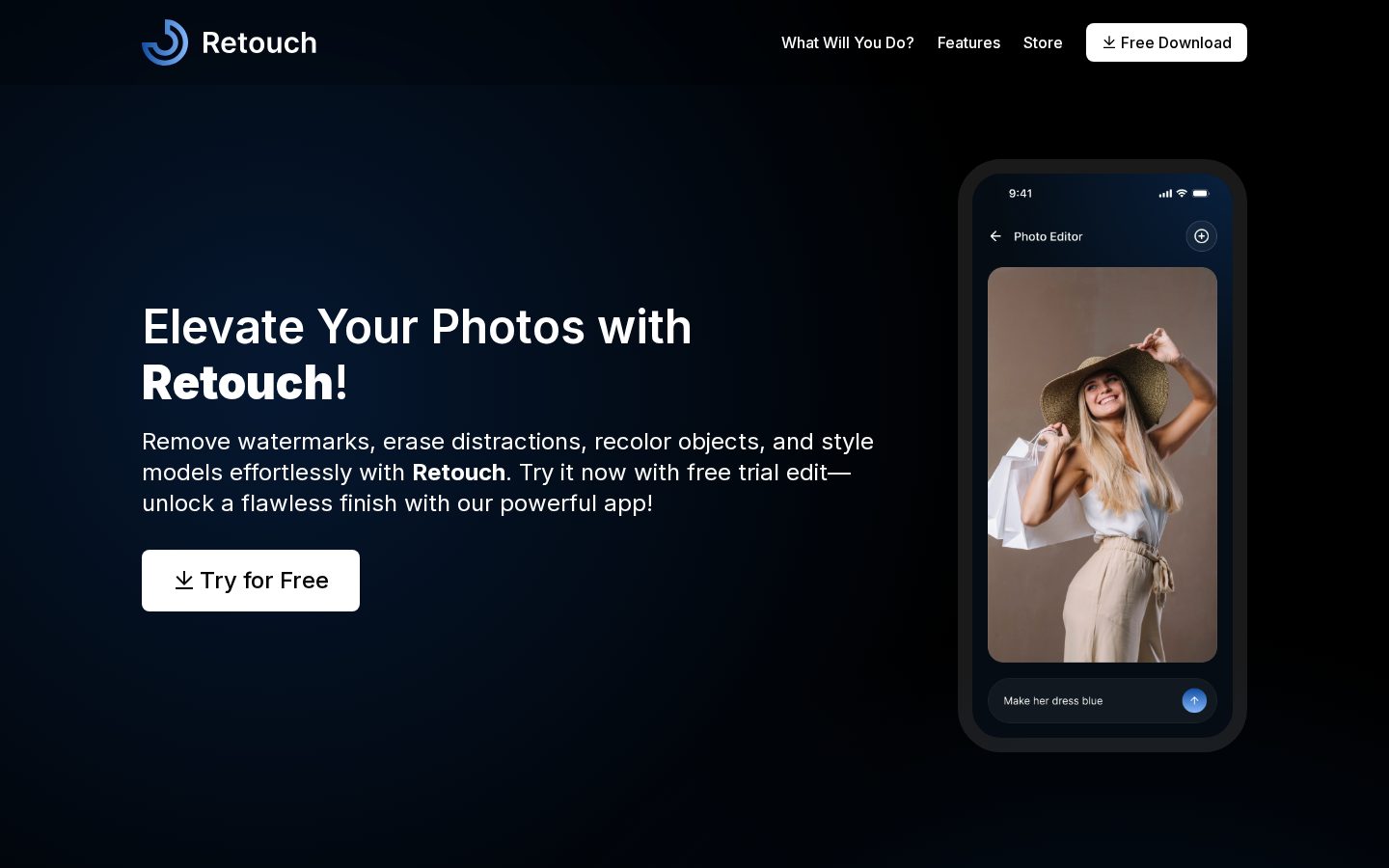 Retouch AI Homepage