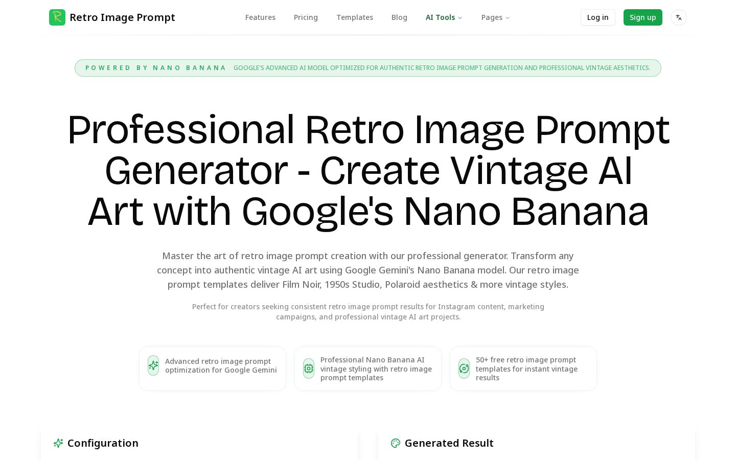 Retro Image Prompt Homepage