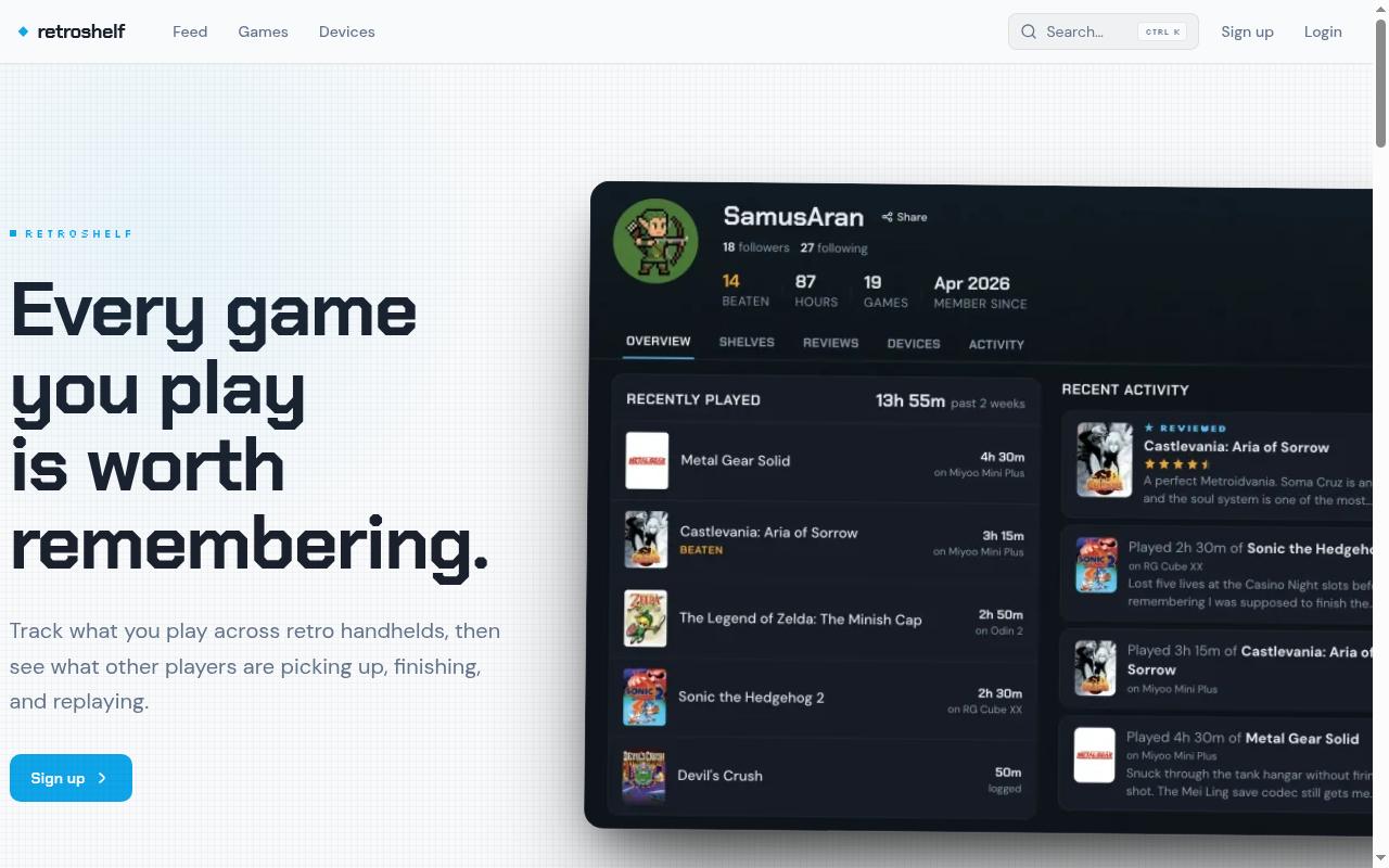 retroshelf Homepage