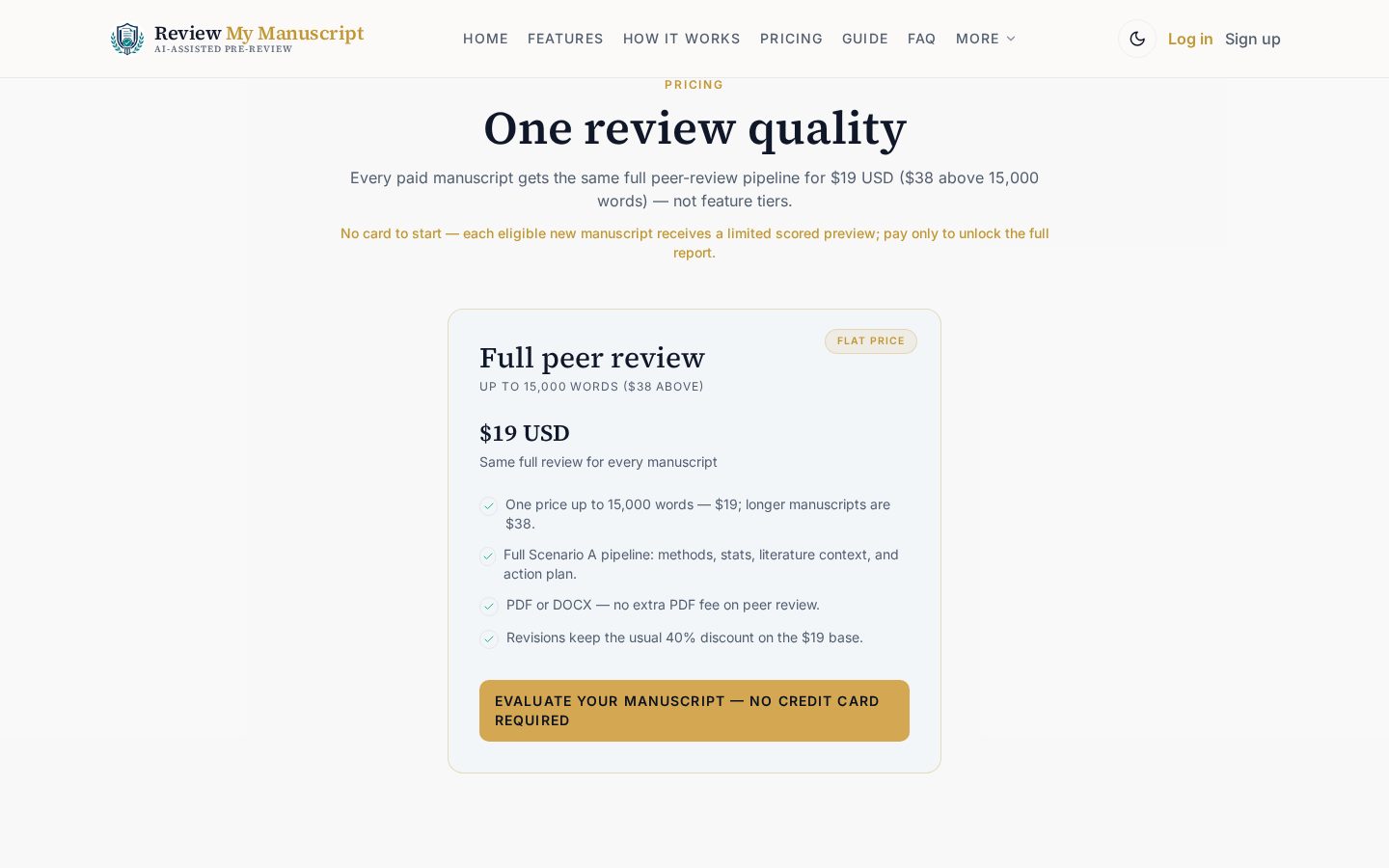 Review My Manuscript Pricing