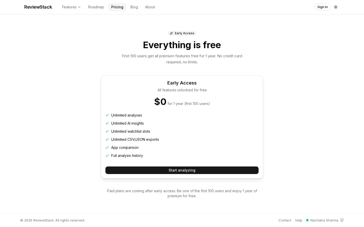 Review Stack Pricing