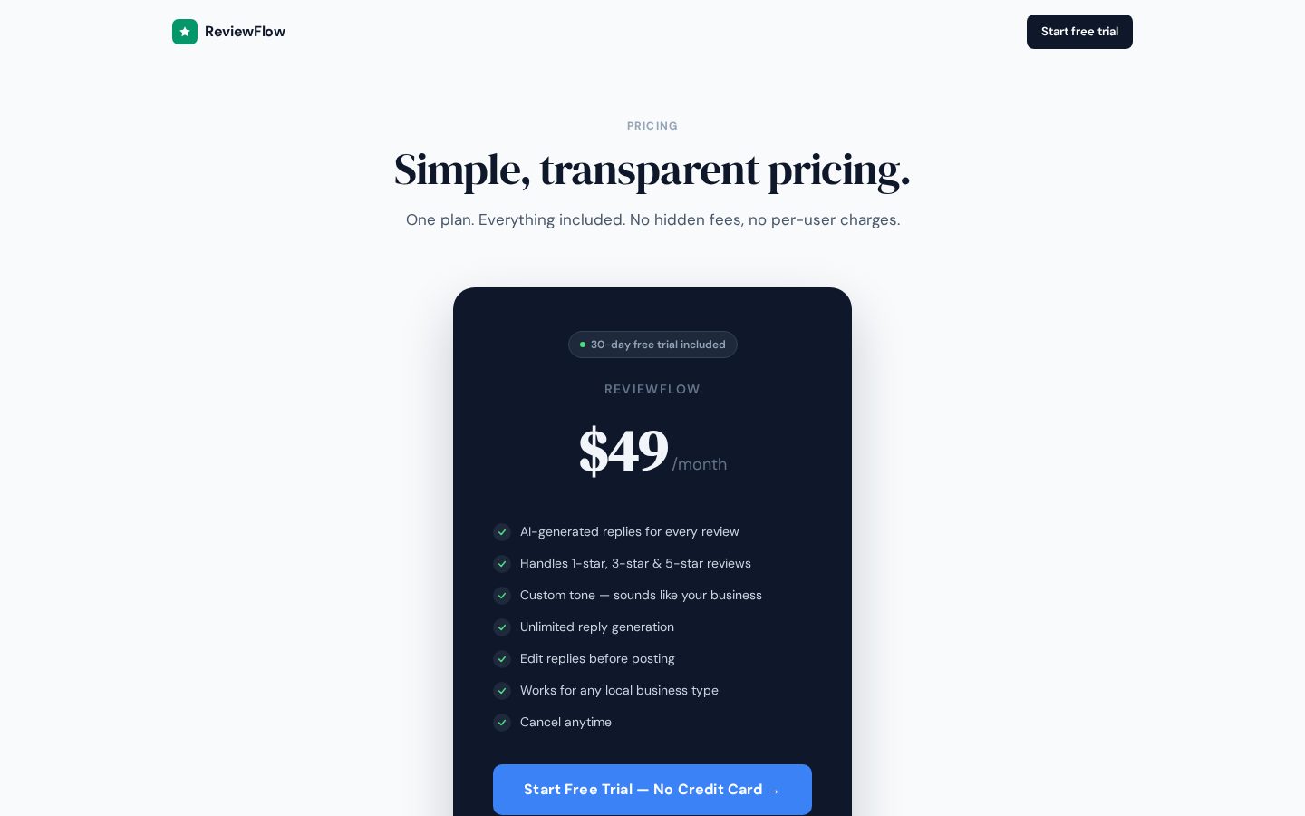 ReviewFlow Pricing