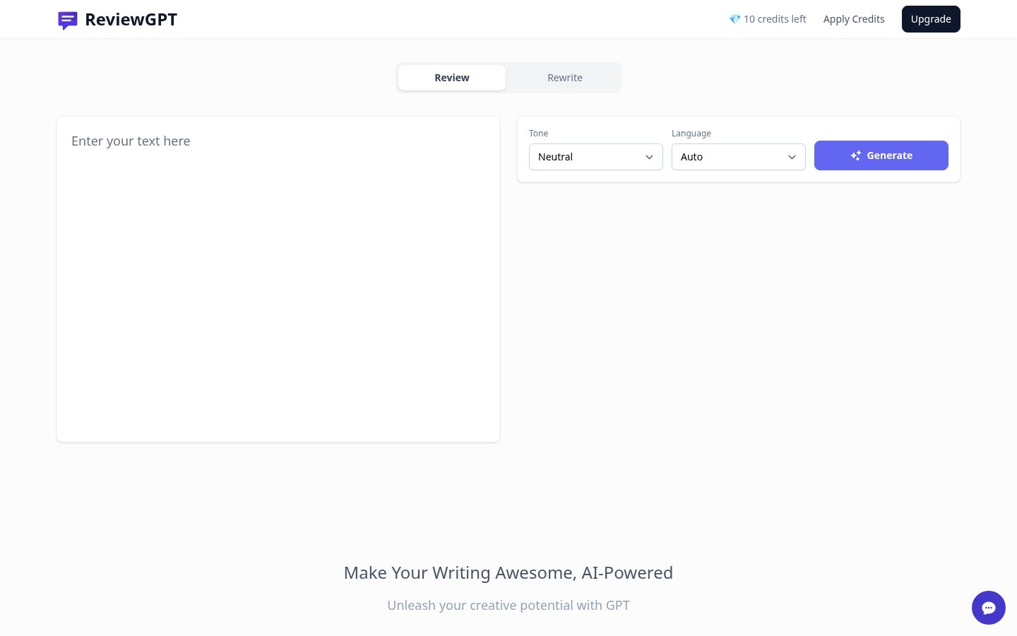 ReviewGPT Homepage