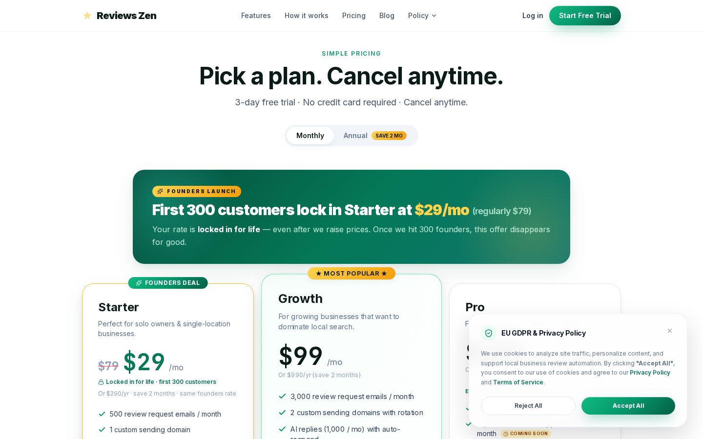Reviews Zen Pricing