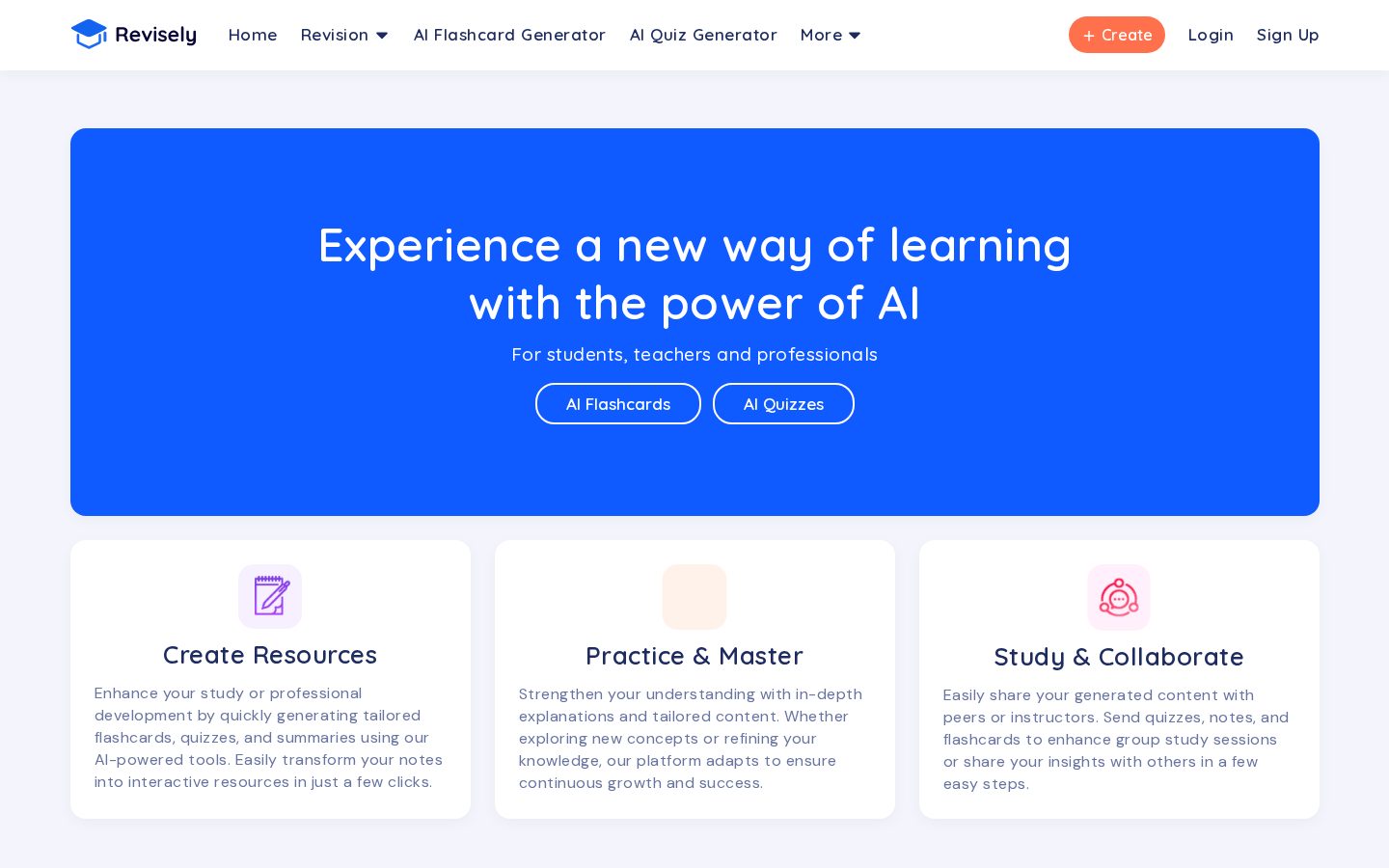 Revisely Homepage