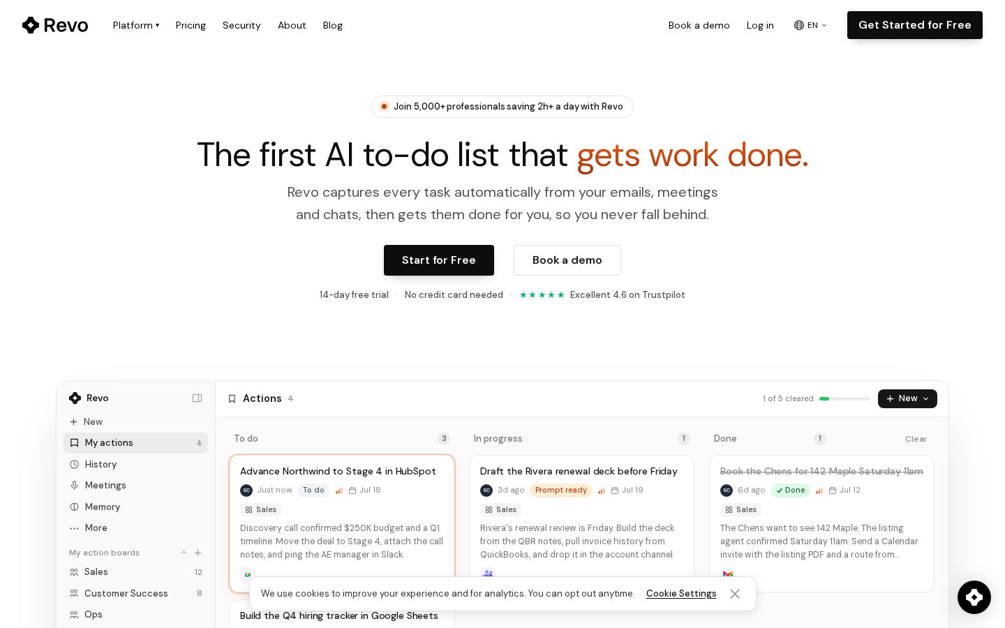 Revo AI Email Assistant Homepage