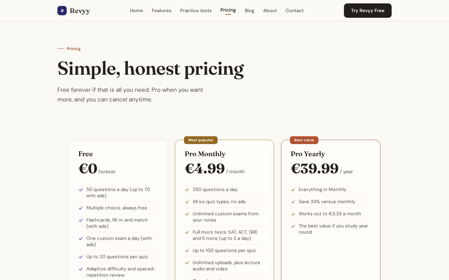 Revyy Pricing