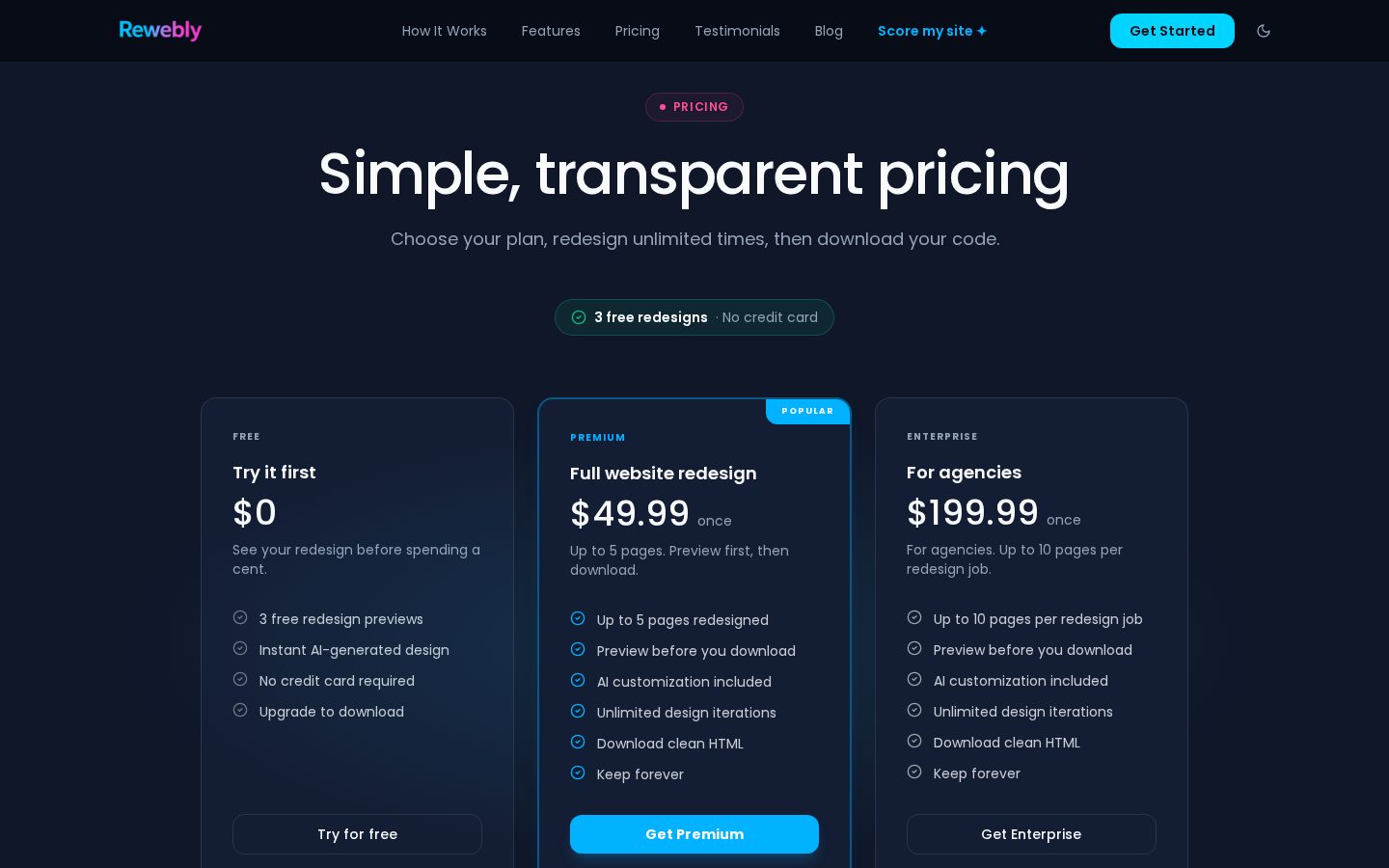 Rewebly Pricing