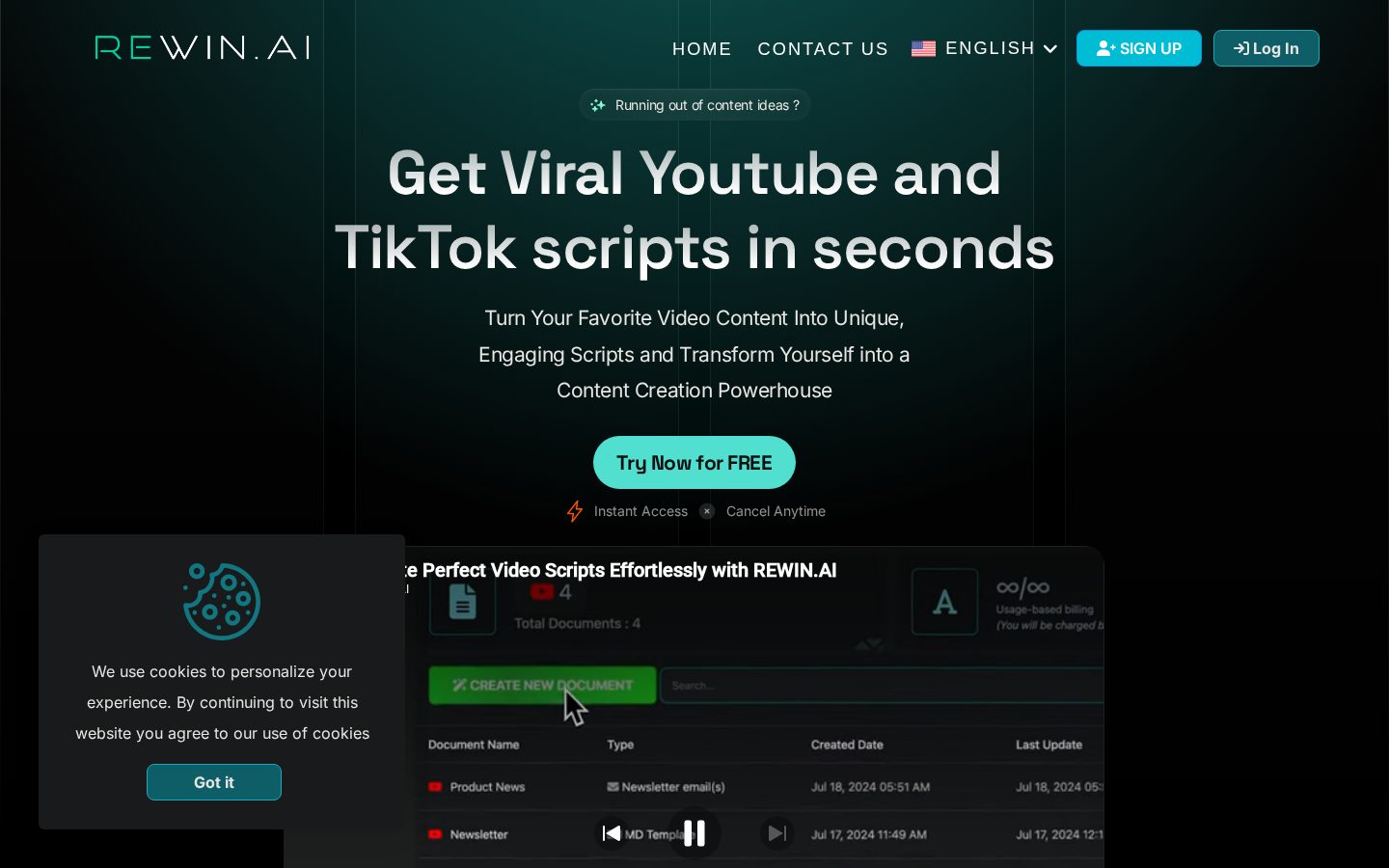 Rewin.ai Homepage
