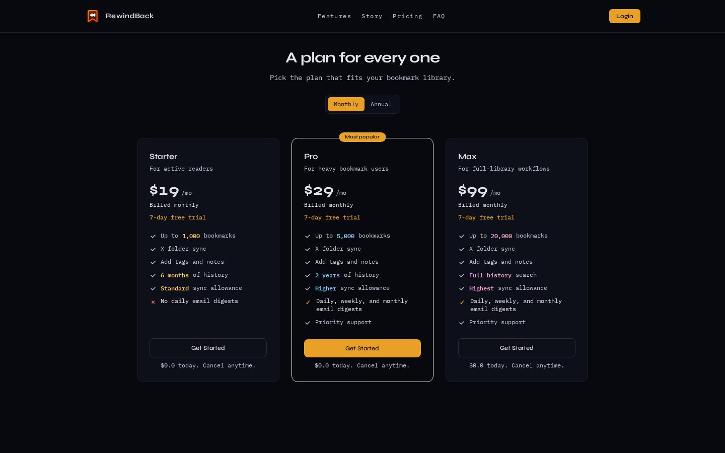RewindBack Pricing