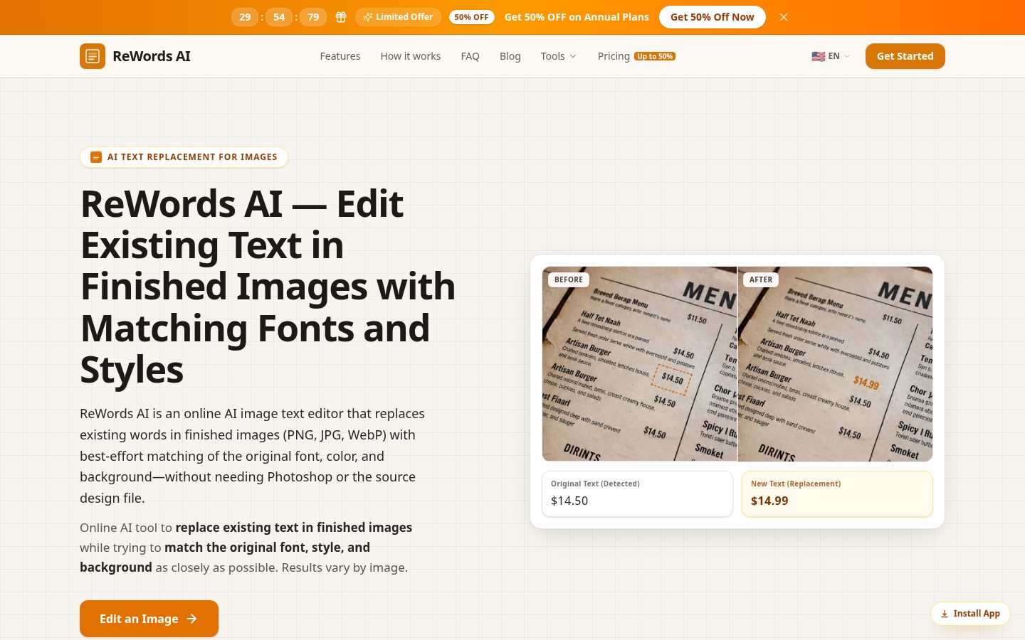 ReWords AI Homepage