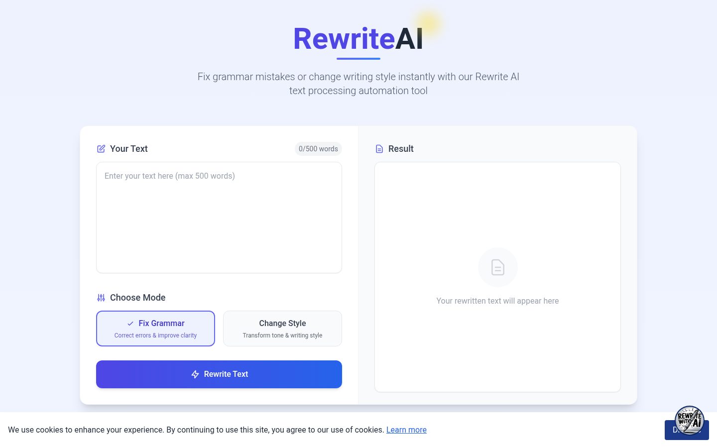 Rewrite AI Homepage