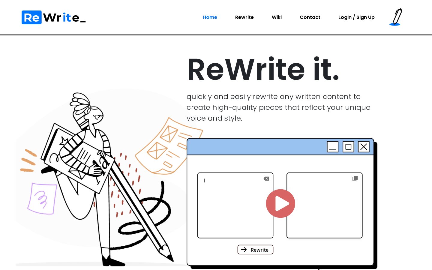 ReWrite It.AI Homepage