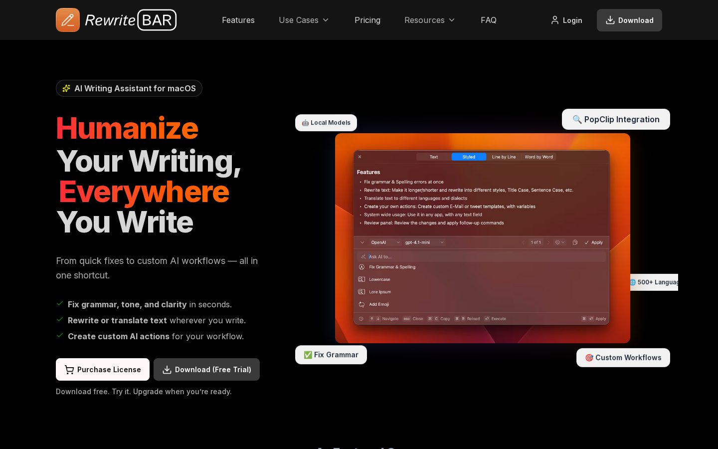 RewriteBar v2 Homepage