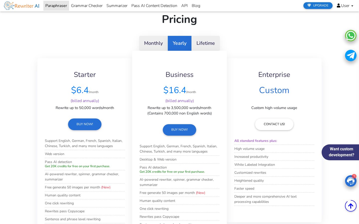 Rewriter AI Pricing