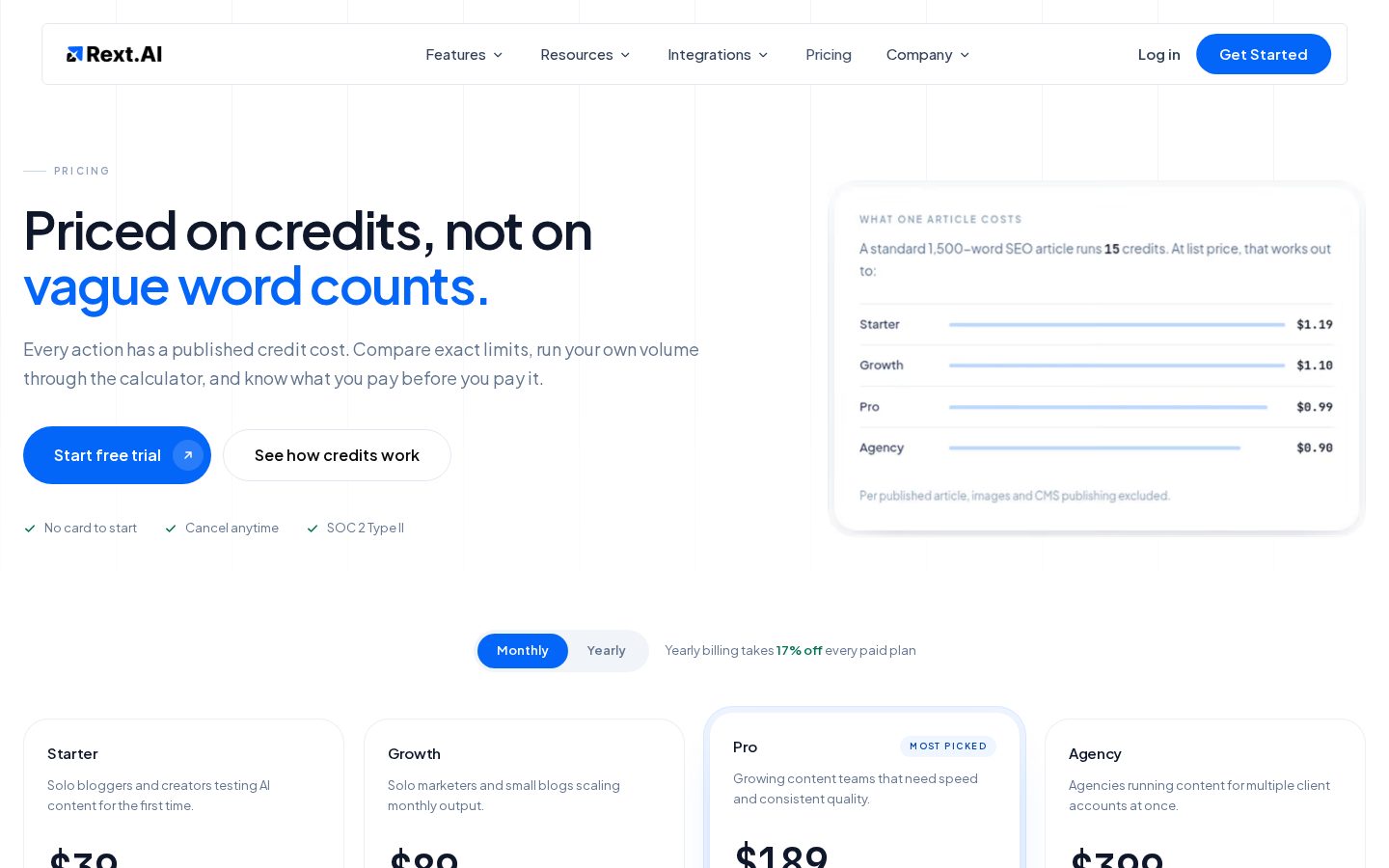 Rext AI Pricing