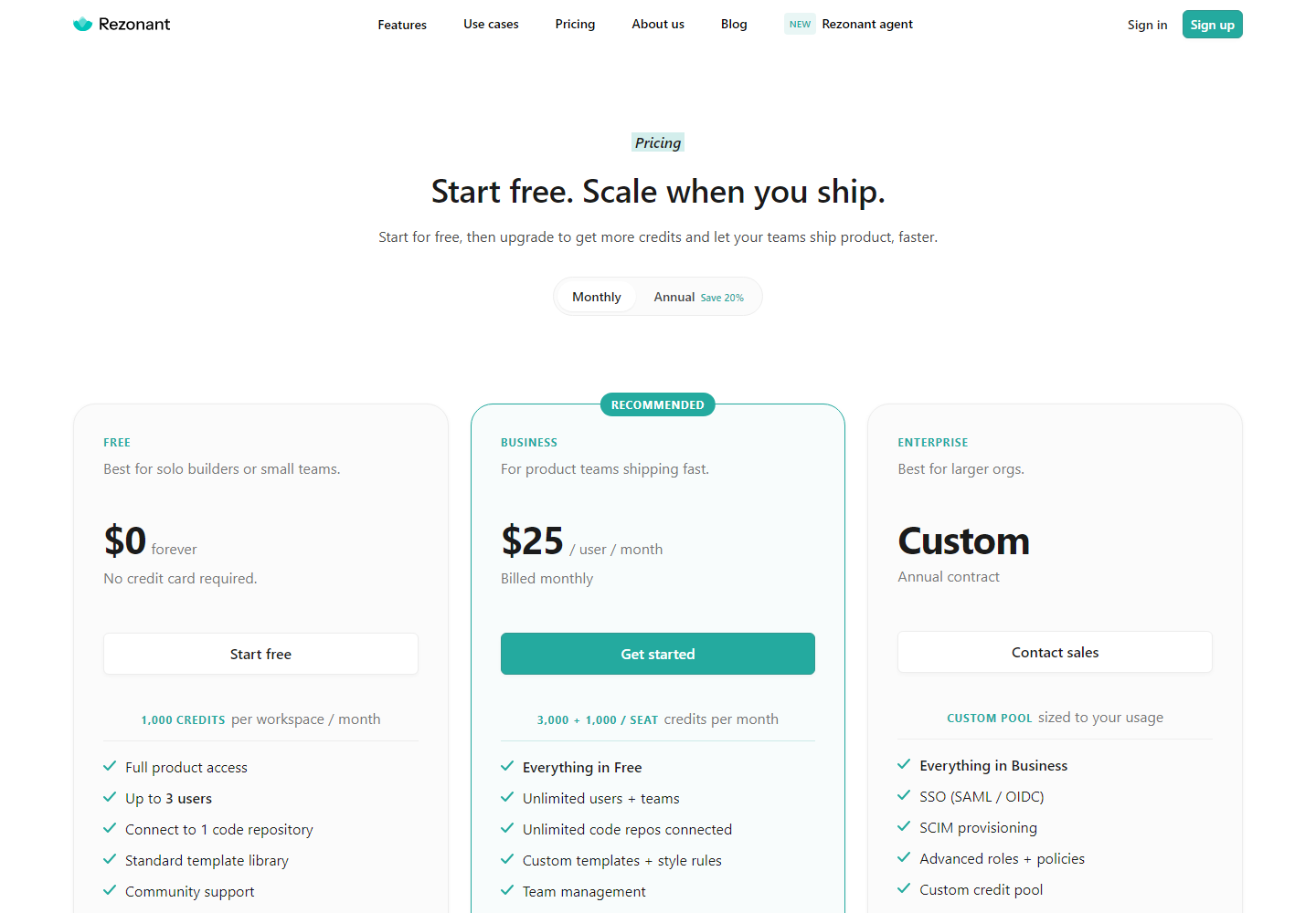Rezonant pricing