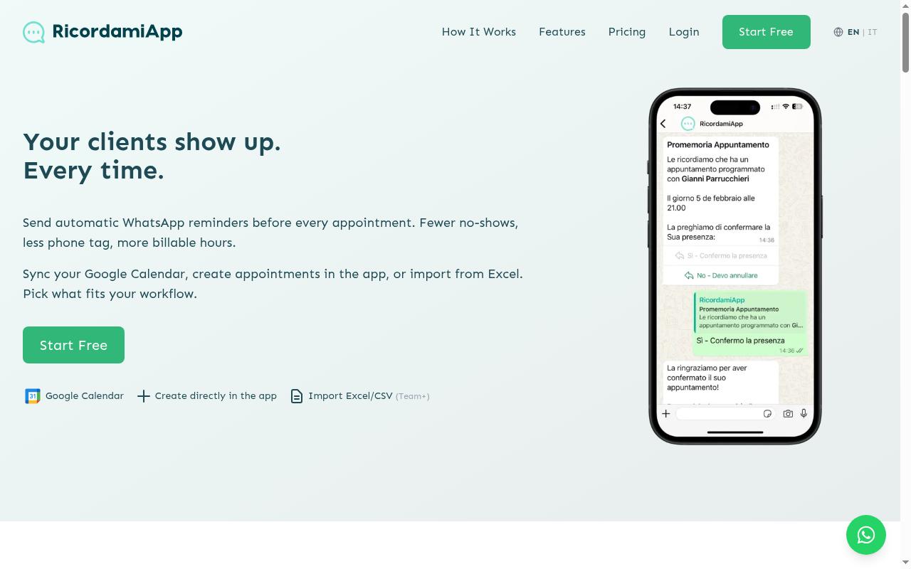 RicordamiApp Homepage