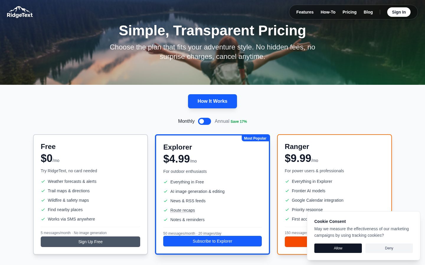 RidgeText Pricing