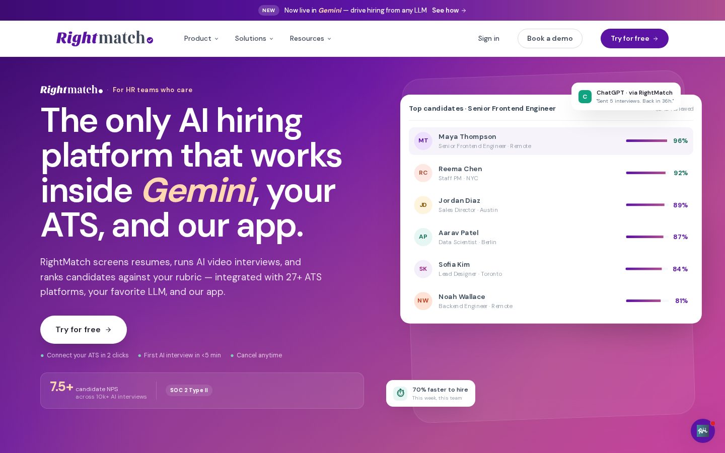 RightMatch AI Homepage