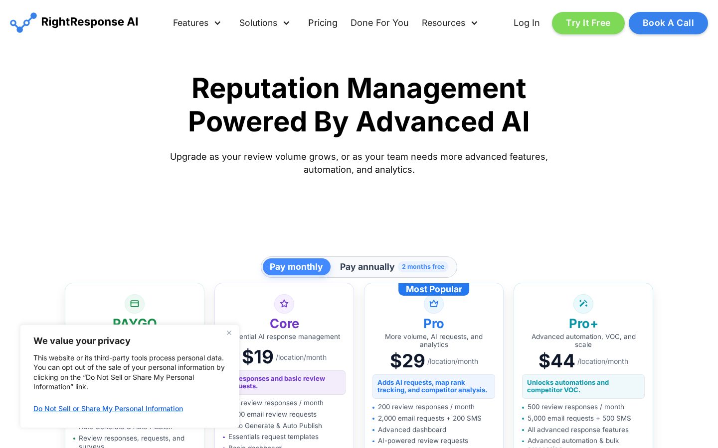 RightResponse AI Pricing