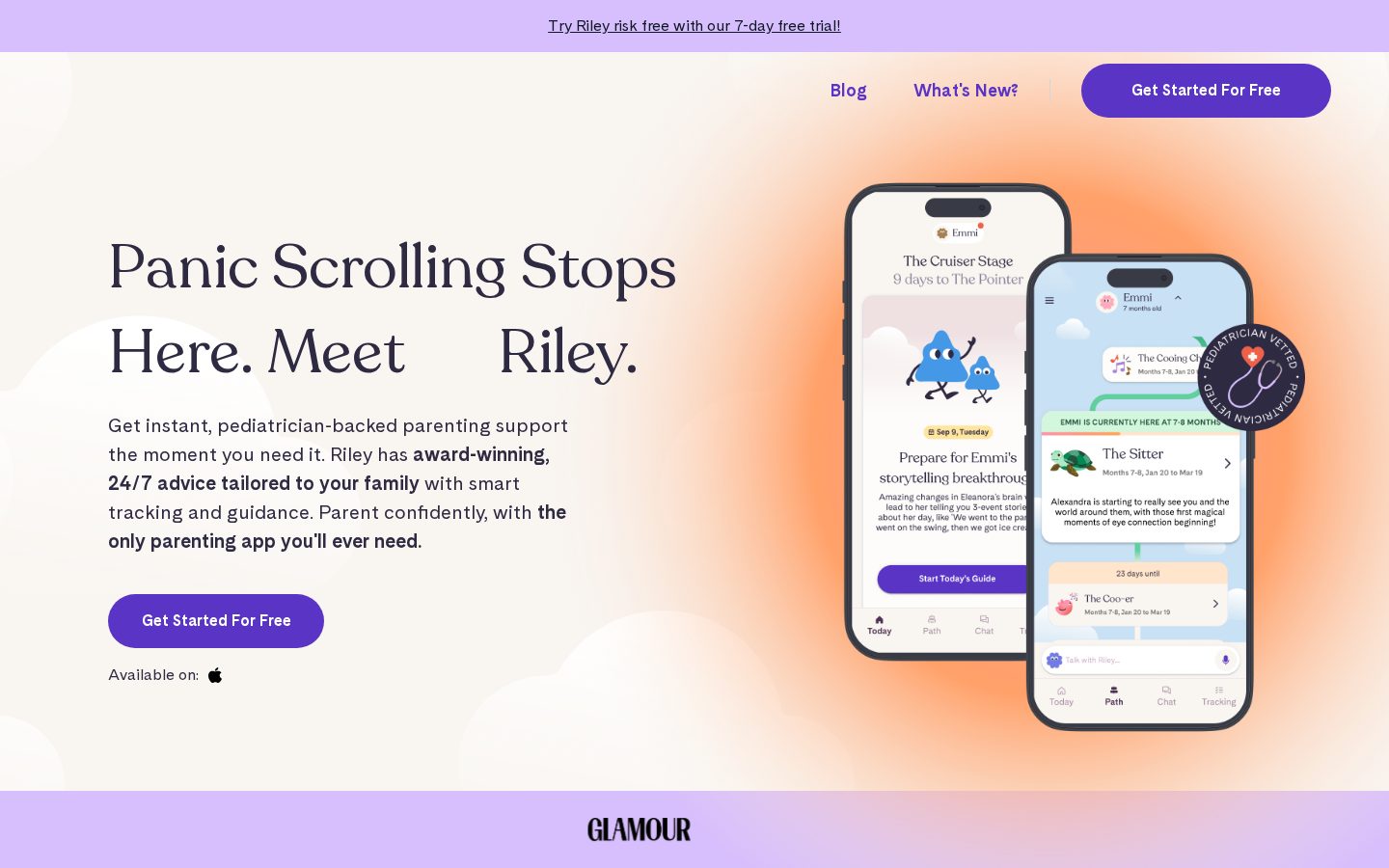 Riley Parenting App Homepage
