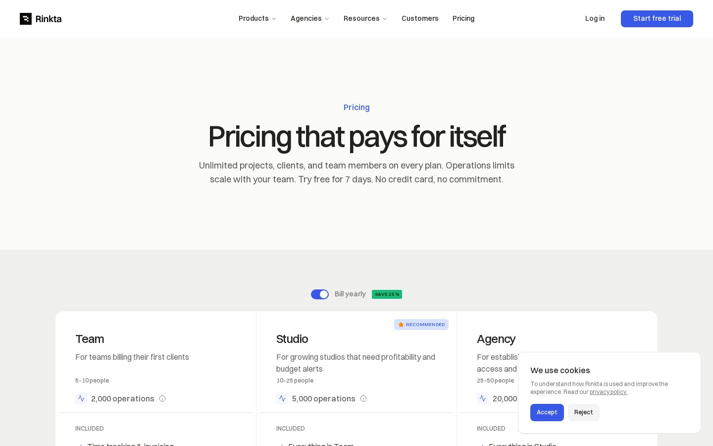 Rinkta Pricing