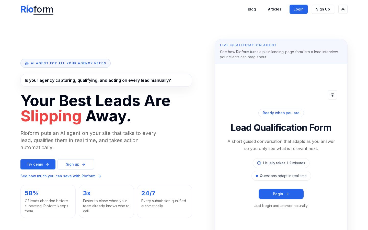 Rioform Homepage