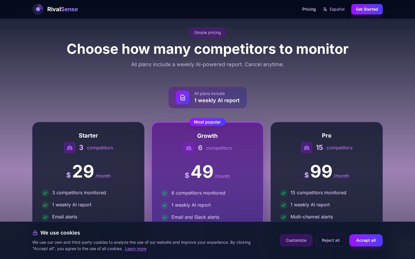 RivalSense Pricing