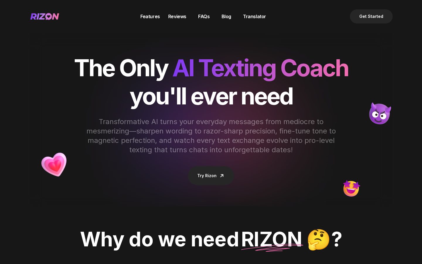 Rizon App Homepage