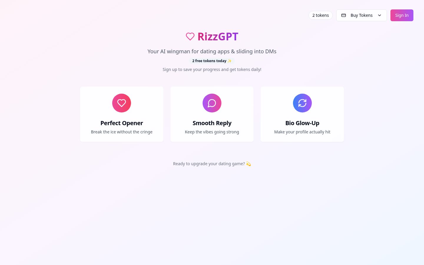 Rizz AI GPT Homepage