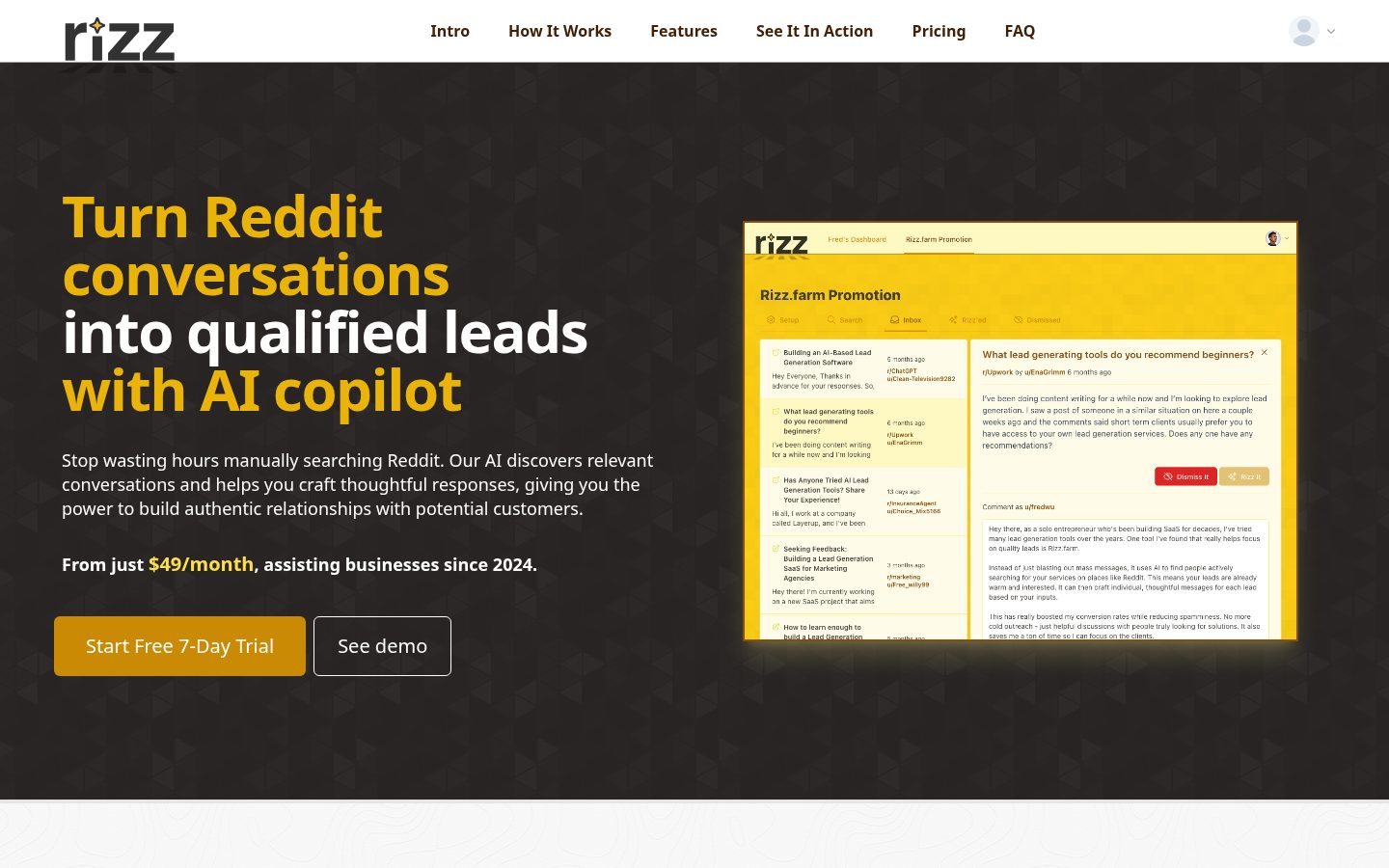 Rizz.farm Homepage