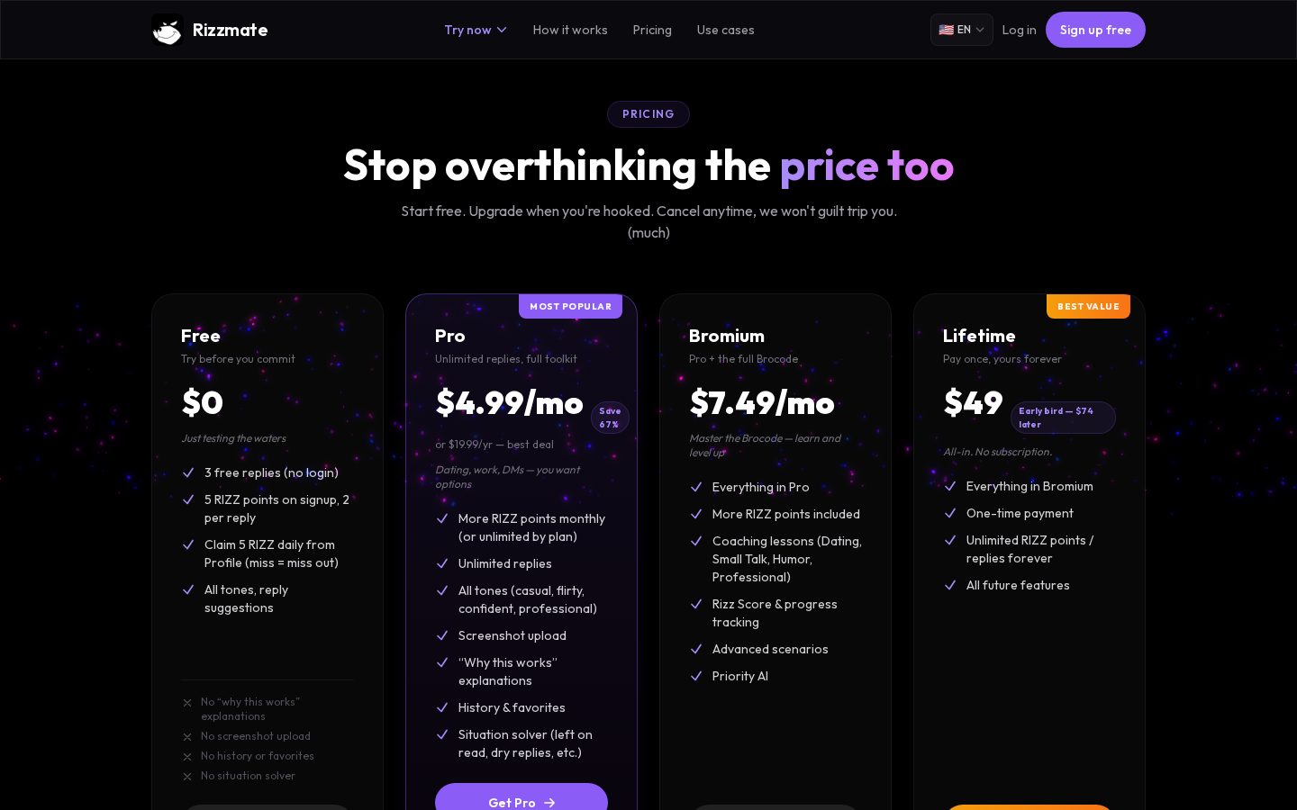 RizzmateAi Pricing