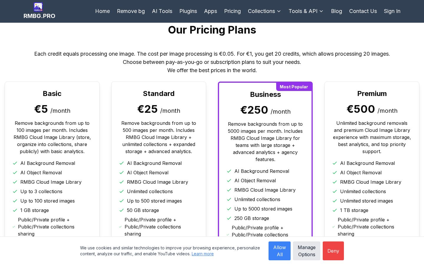 RMBG PRO Pricing
