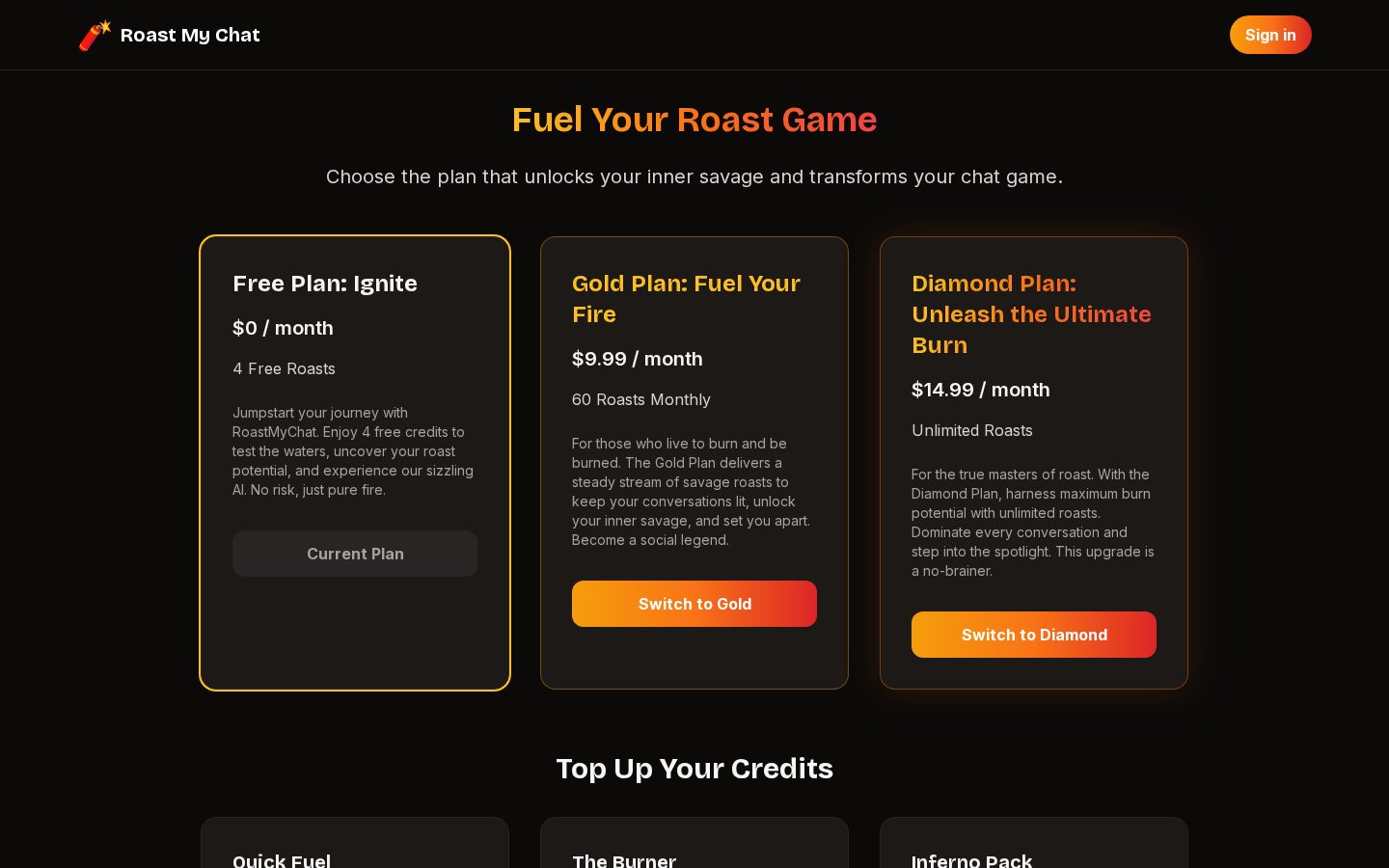 Roast My Chat Pricing