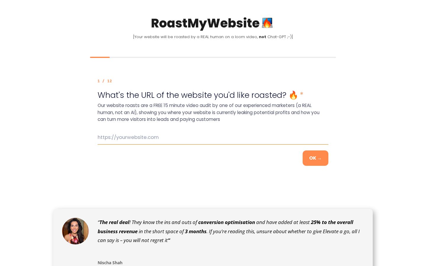 Roast My Website Homepage